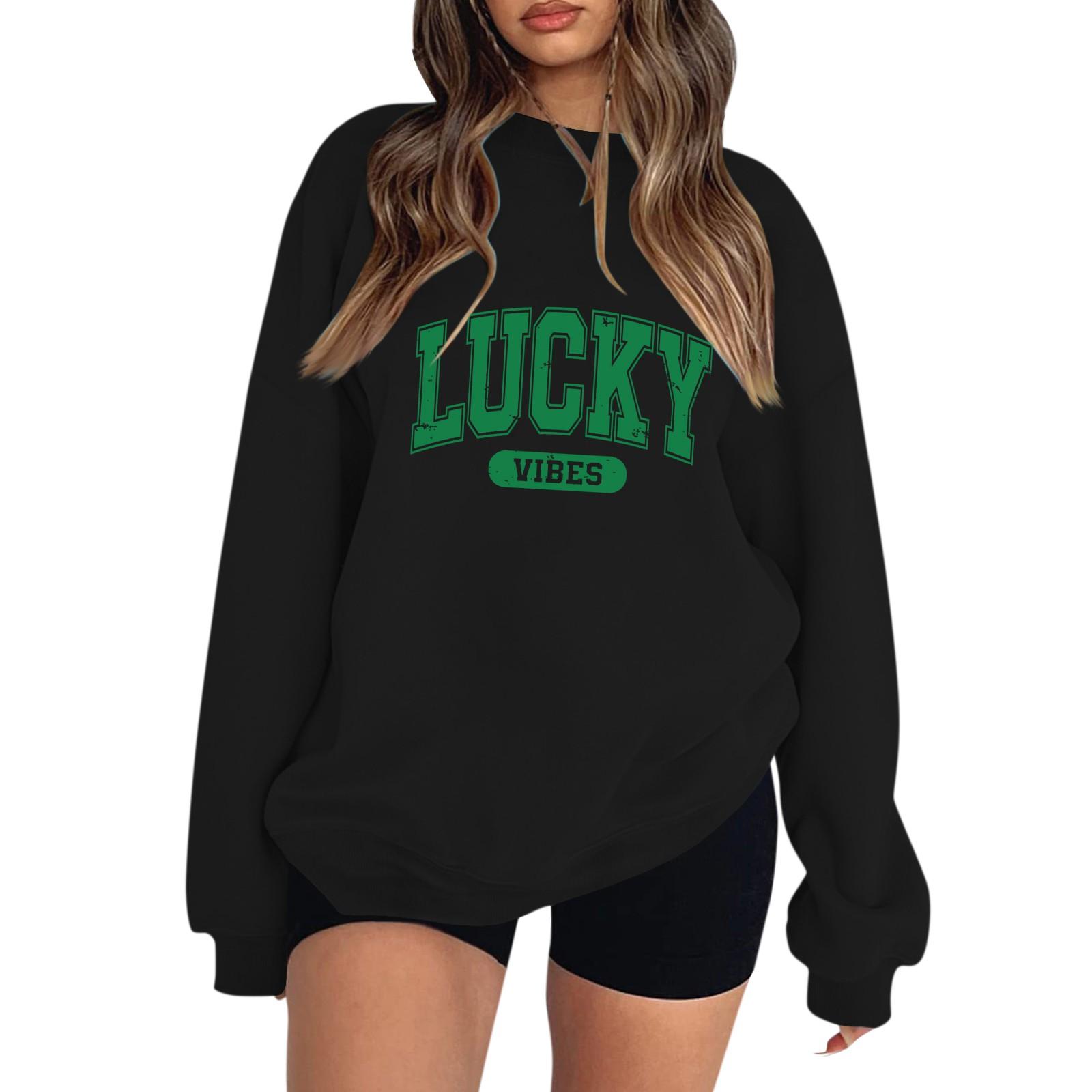 

Женская повседневная мода ко Дню святого Валентина с принтом, длинным рукавом, круглым вырезом, толстовки, пуловеры, топы XXXL чёрный