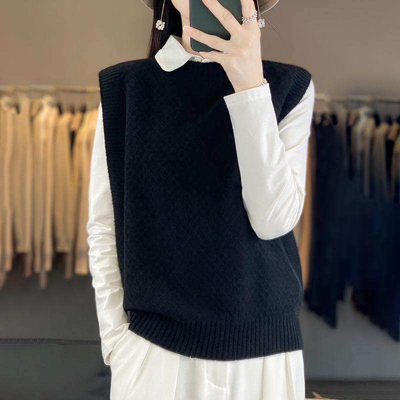 Women's Cashmere Vest Qinghe Cashmere 30% Cashmere 70% Wool Women's Autumn and Winter Cashmere Vest Soft and Warm