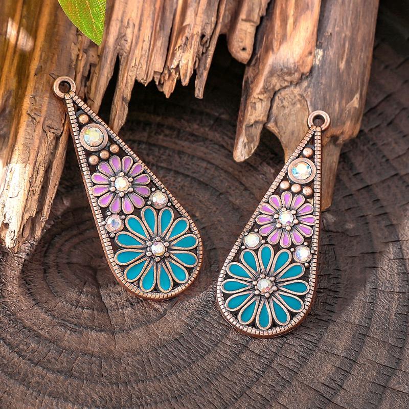 5Pcs Bohemia Enameling Teardrop Pendants For Women Diy Earrings Necklaces Pendants Charms Making Jewelry Accessories