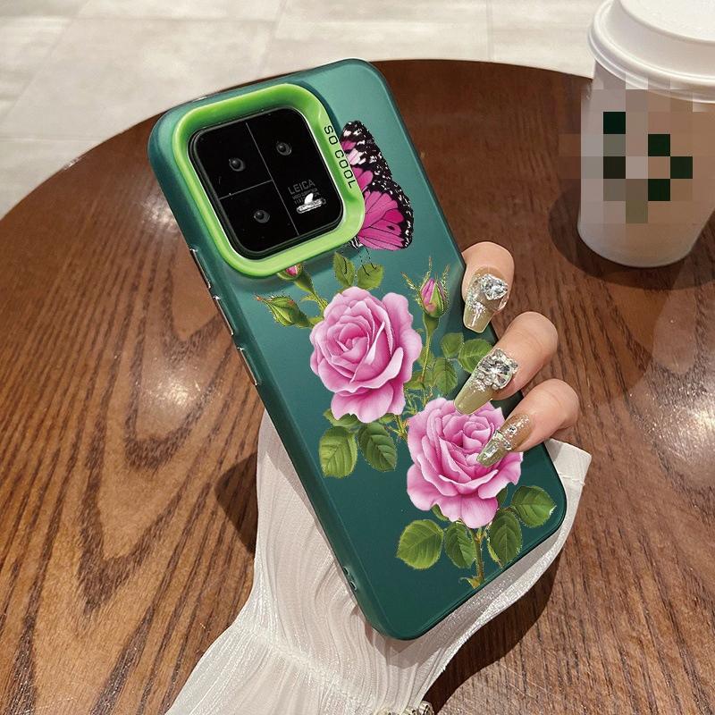 Husă cu flori de trandafir pentru iPhone 16 Pro Max Samsung A55 A35 S24 FE Xiaomi Redmi Note 13 Pro 14C Huawei Honor 200 Husă antișoc pentru bara de protecție a telefonului, anti-zgârieturi