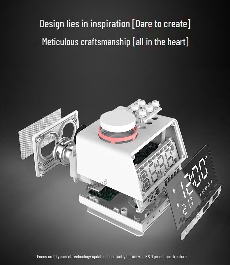 K11 Wireless Alarm Clock: Bluetooth Speaker, LED Mirror, USB Phone Charging, Smart Radio