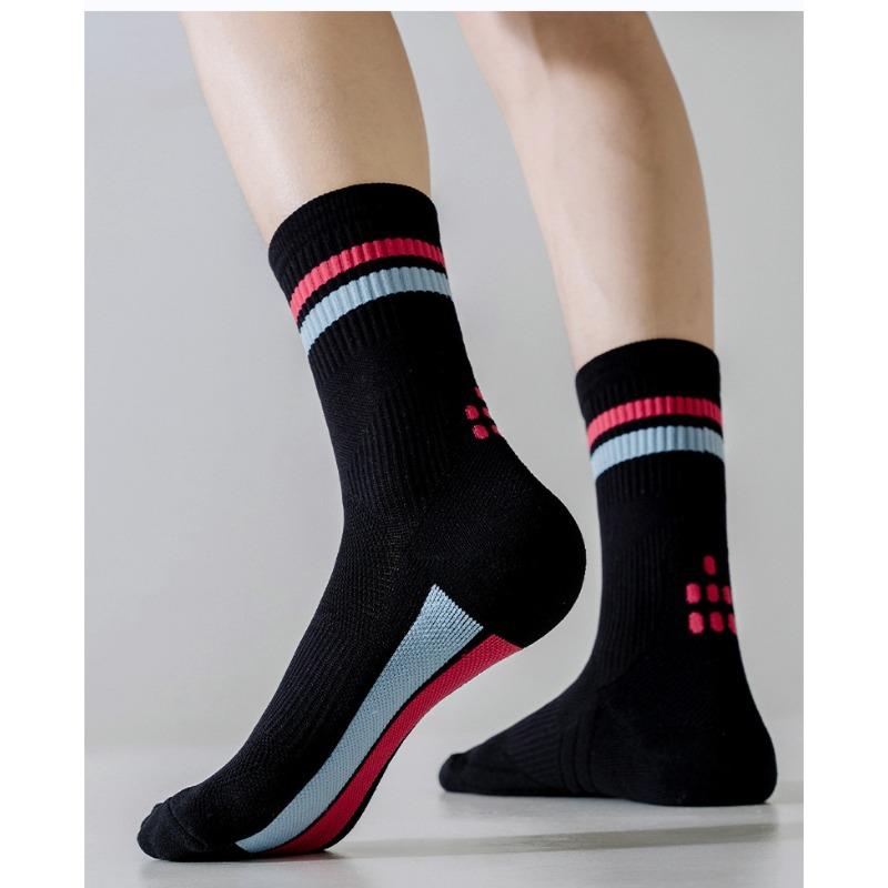 

Men s Running Sports Socks, Basketball Shock-absorbing and Wear-resistant, Towel Bottom Sweat-absorbing, Odor-proof and Breathable Mid-calf Socks 1 pair чорний