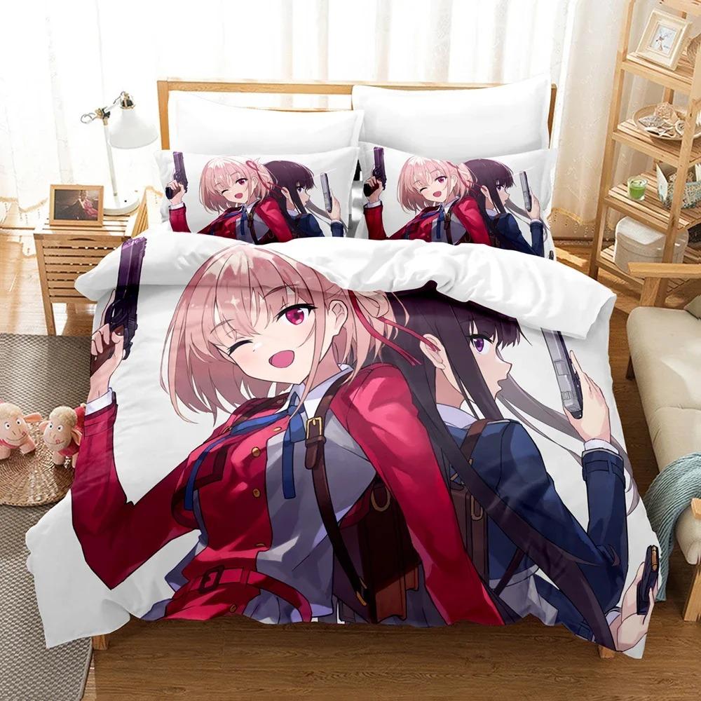 3D Print Anime Lycoris Recoil Bedding Set Duvet Cover Bedroom Comforter Covers Single Twin King _Size Quilt Cover Home Textiles