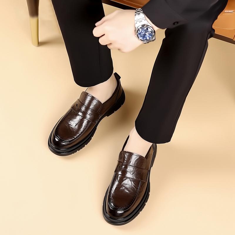 High Quality Cowhide Casual Shoes Handmade Loafers Men Footwear New British Style Dress Shoes Classic Leather Fashion Flats