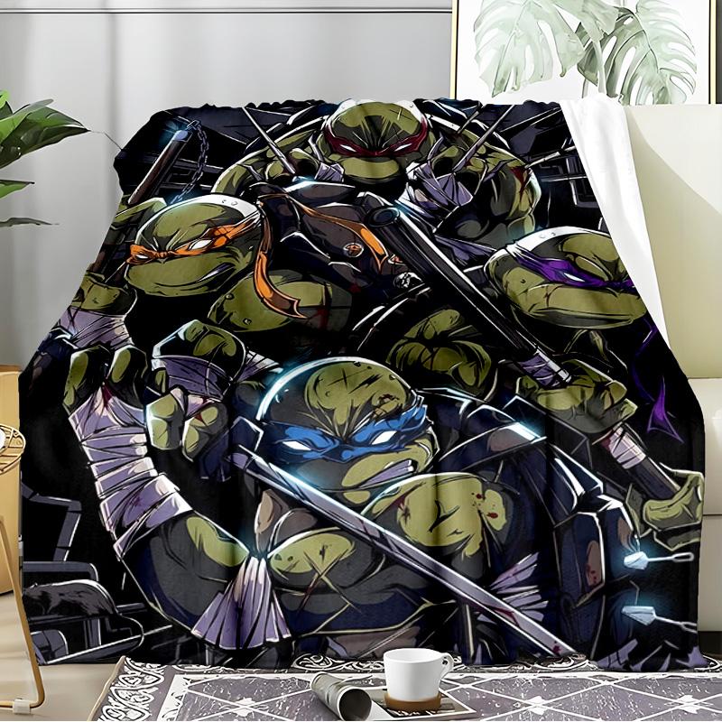 Turtles Team Adventure Blanket Flannel Throw for Sofa, Indoor, Camping, Living Room, Office, Chair, And Bed Soft Birthday Gift