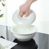 Pure White Ceramic Round Soup Pot with Spoon