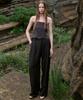 NOIRER FOR WOMAN Linen Semi-Wide Pants (Black)