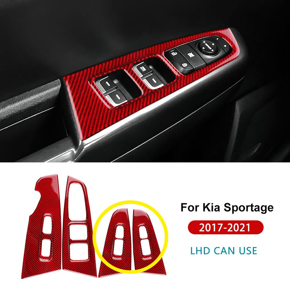 Real Soft Carbon Fiber Sticker For Kia Sportage 2017 2018 2019 2020 2025 LHD RHD Car Front Rear Door Window Llift Panel Trim