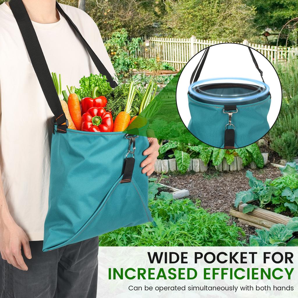 Grande Borsa per la Raccolta della Frutta Impermeabile 600d Contenitore per Frutta Raccolta Grembiule da Giardino Tasca per Frutteto Esterno, Fattoria, Giardino, Verdura