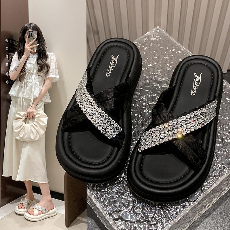 

Summer non-slip thick-soled cool slippers women s new outer wear women s casual Baida fairy wind beach women s sandals 35 чёрный