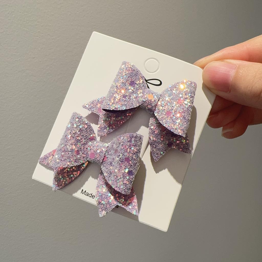 2Pcs Girls Cute Sequins Double Butterfly Hair Clip Bow Hairpins DIY Headwear Bow Decor Hairgrip Children Hair Accessories
