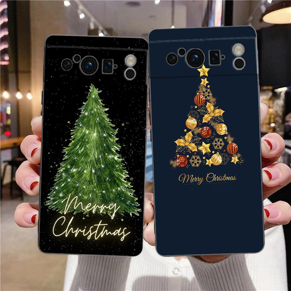 Merry Christmas Tree For Google Pixel 8 Pro Phone Case Pixel 9 Pro XL TPU Case Pixel 8 Pro 8A 7A 7 6A 6 Pro Soft Black Cover