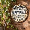 Metal Garden Sign Welcome To My Happy Place Decorative Outdoor Wall Plaque for Patio Yard Porch Indoor Outdoor Use Durable Material