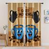 2pcs   Spring Summer Curtains Cartoon Coffee Cup Semi-Sheer Curtains Polyester Woven Decorations Inside for Bedroom   Living Room