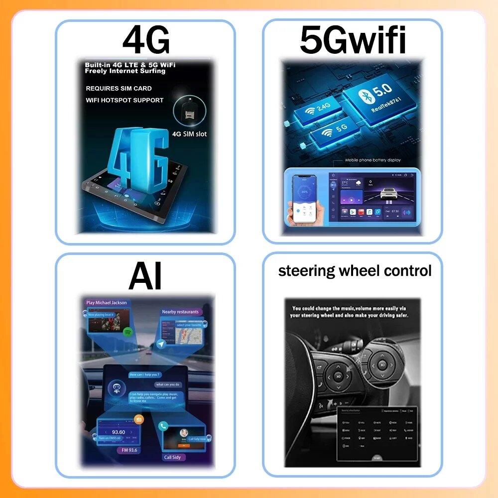 12.3 Inch Carplay Android Car For Honda Accord 8 Spirior /Acura Tsx 2009 - 2013 Multimedia no 2din DVD 4G Wifi Bluetooth Display