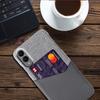 For Samsung Galaxy S25 Edge Case PU Leather Cloth Texture Hard PC Phone Cover with Card Holder