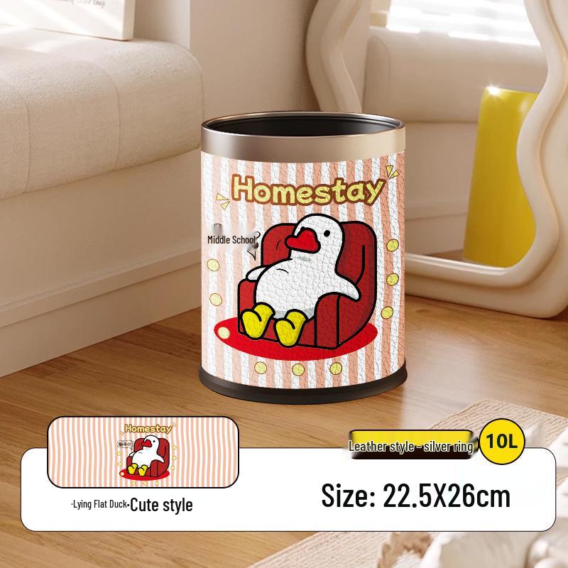 He Mu Cheng Double Layer Cartoon Stainless Steel Trash Can with Foot Pedal - Living Room & Kitchen