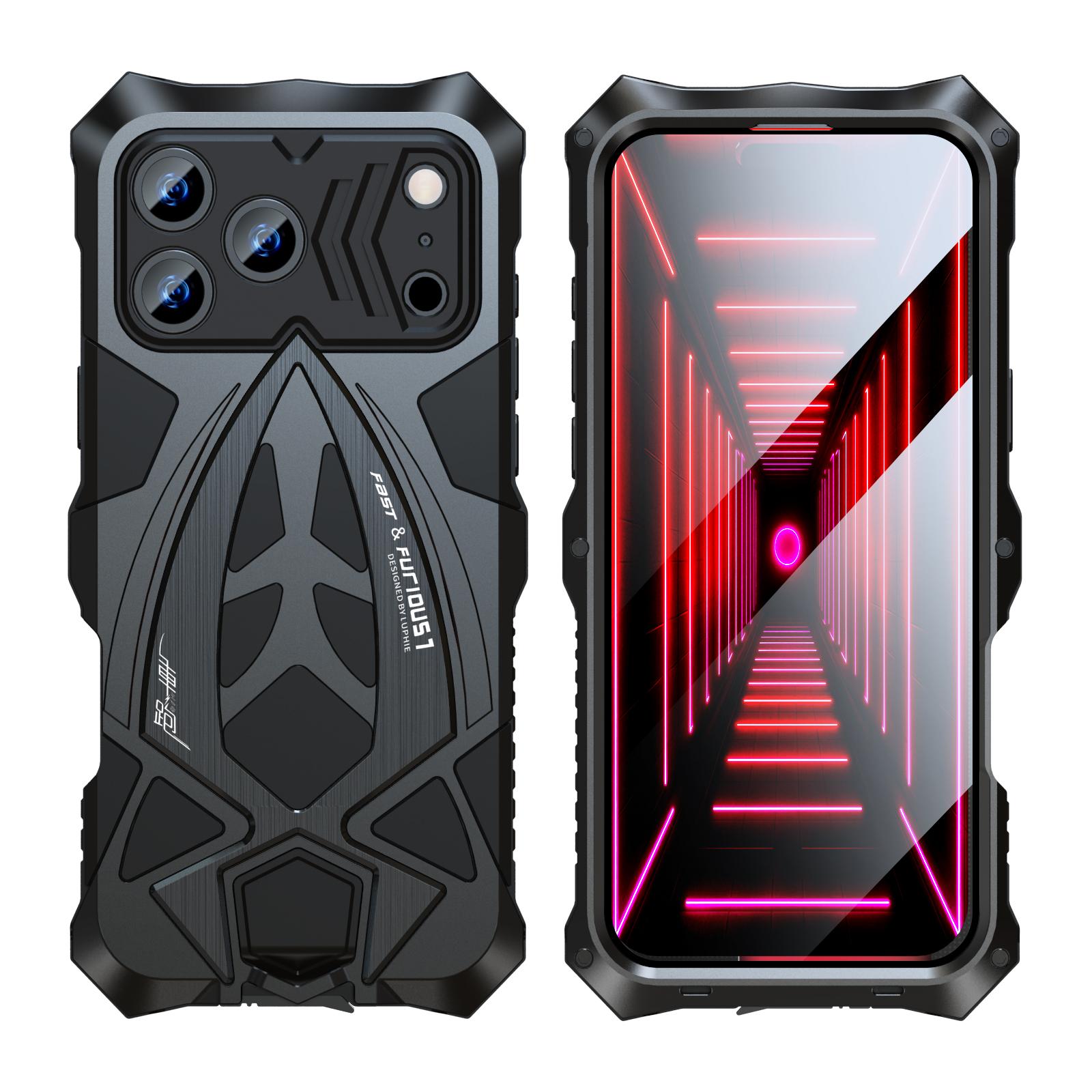 

Full Shockproof Armor Metal Phone Case For iPhone 17 Pro Max Glass Film Protection Phone Cover For iPhone 17 Pro Air Funda iPhone Air чёрный