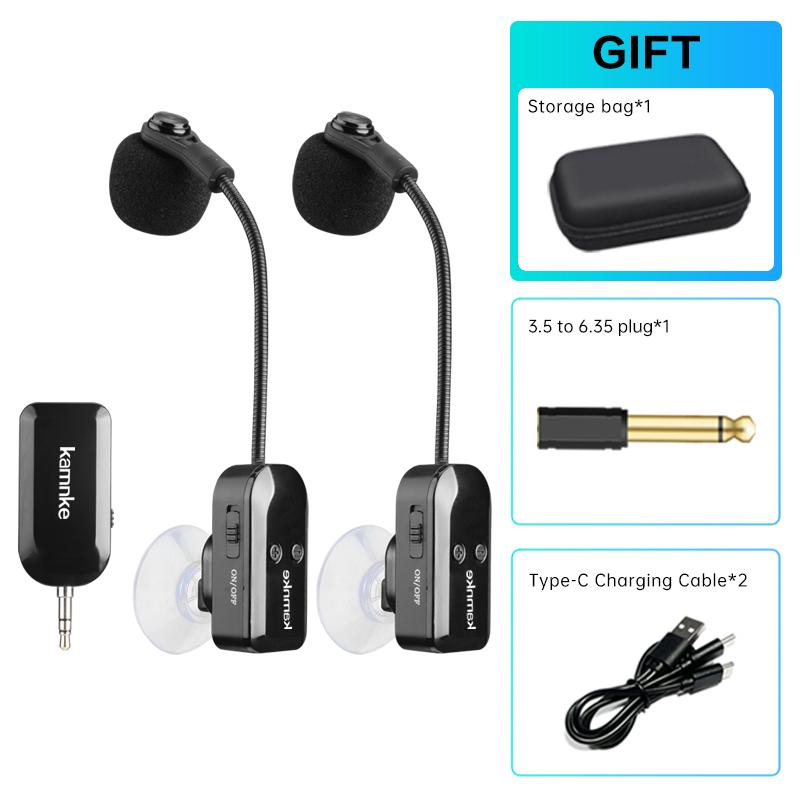 

Professional Musical Instruments Accordion Wireless Microphone with 2 Condensers Flexible Gooseneck Mics for Musicians Teaching чорний