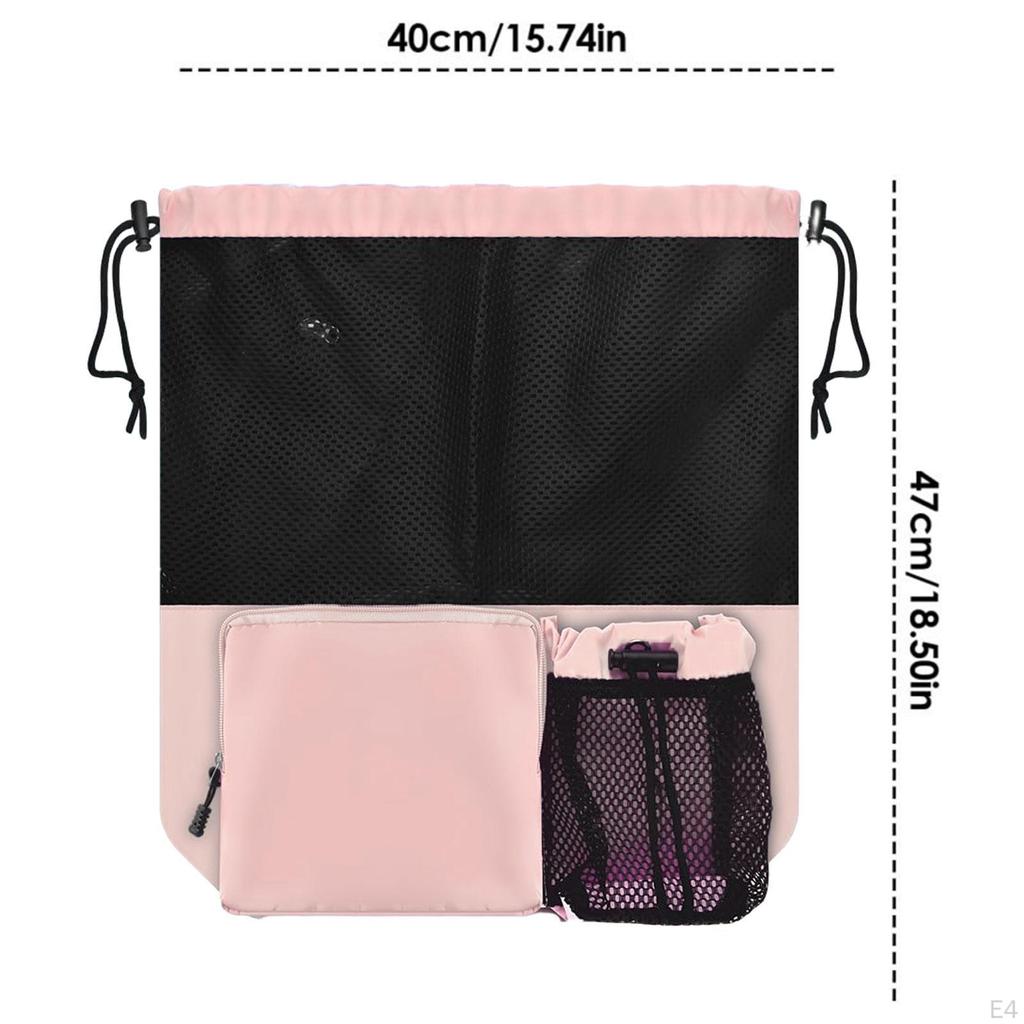 Mesh Drawstring Backpack Casual Daypack Portable Travel for Women Men Swim Bag