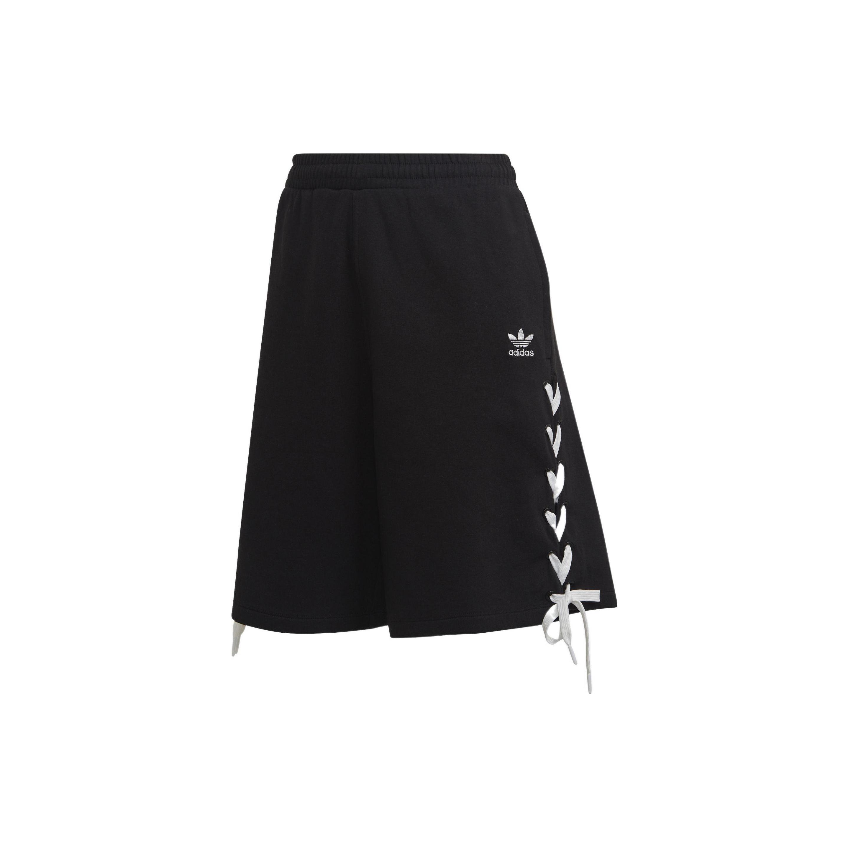(WMNS) adidas Trefoil Side Striped Elastic Waist Loose Shorts Asia Sizing  Black White  Women s HS2602 S