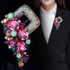 Multi-Color Synthetic Gemstone Brooch, Diamond Art Deco Pin, Fashion Jewelry for Men & Women