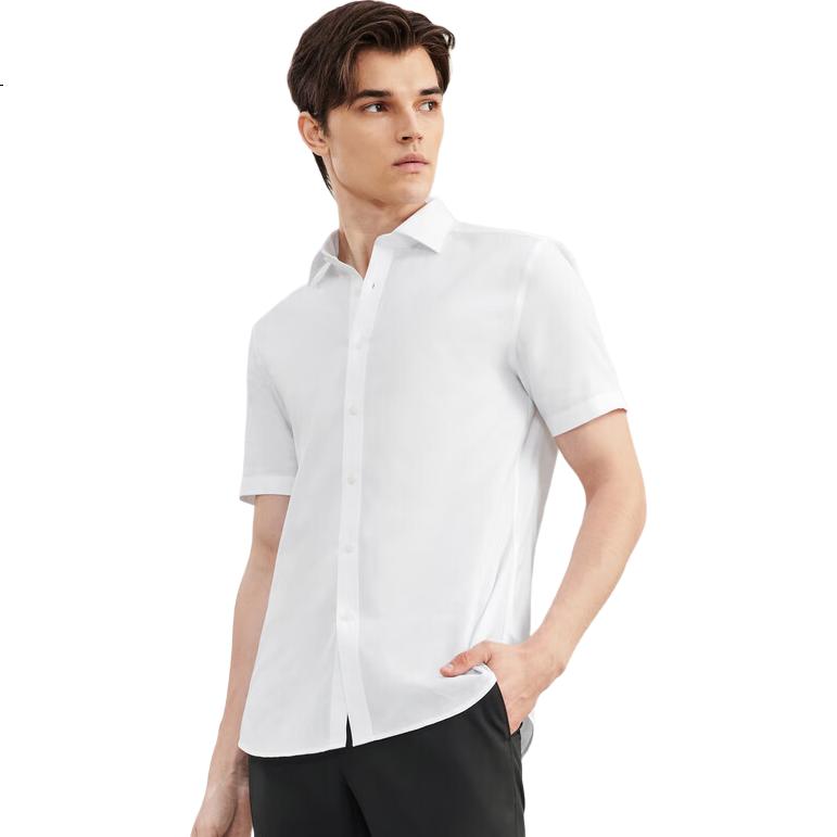 G2000 Mall-Matching Cotton Blend Oxford Cotton Short-Sleeve Shirt, White, S/03