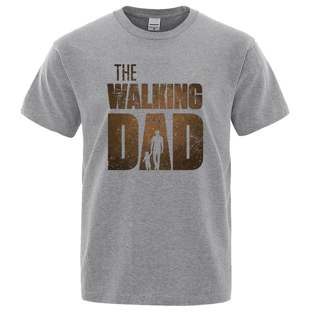 Walking Dad Fun Street Print T-shirt Men's Fashion Summer T-shirt Loose 100% cotton short sleeve Casual Hip Hop T-shirt
