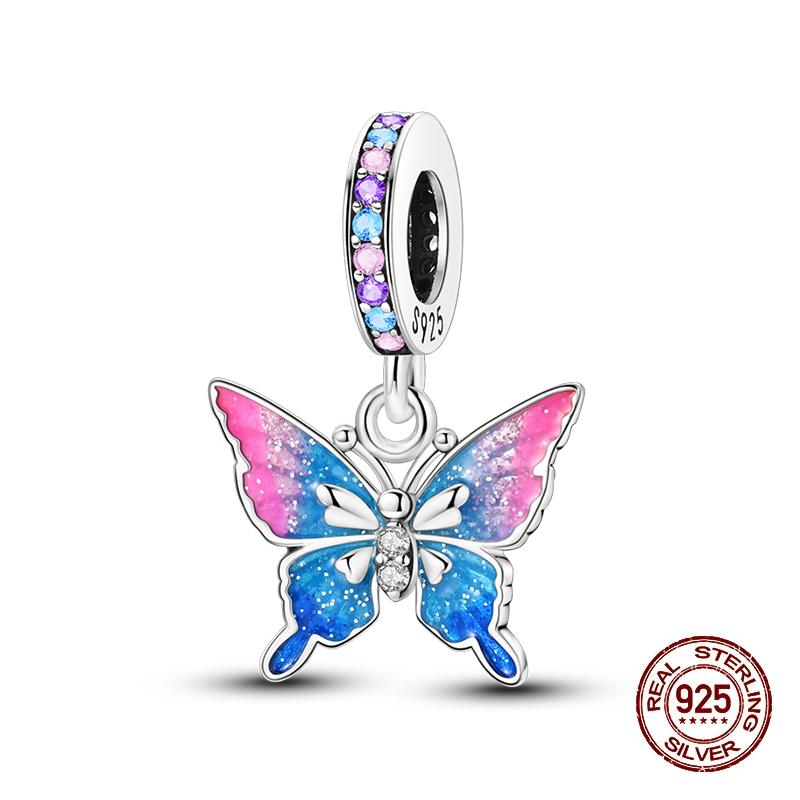 Compatible With 3MM Authentic Bracelets copper Colorful Dragonfly Flower Gem Butterfly Charm Bead Charms Bead Charms Fine Do It Yourself Jewellery Mak