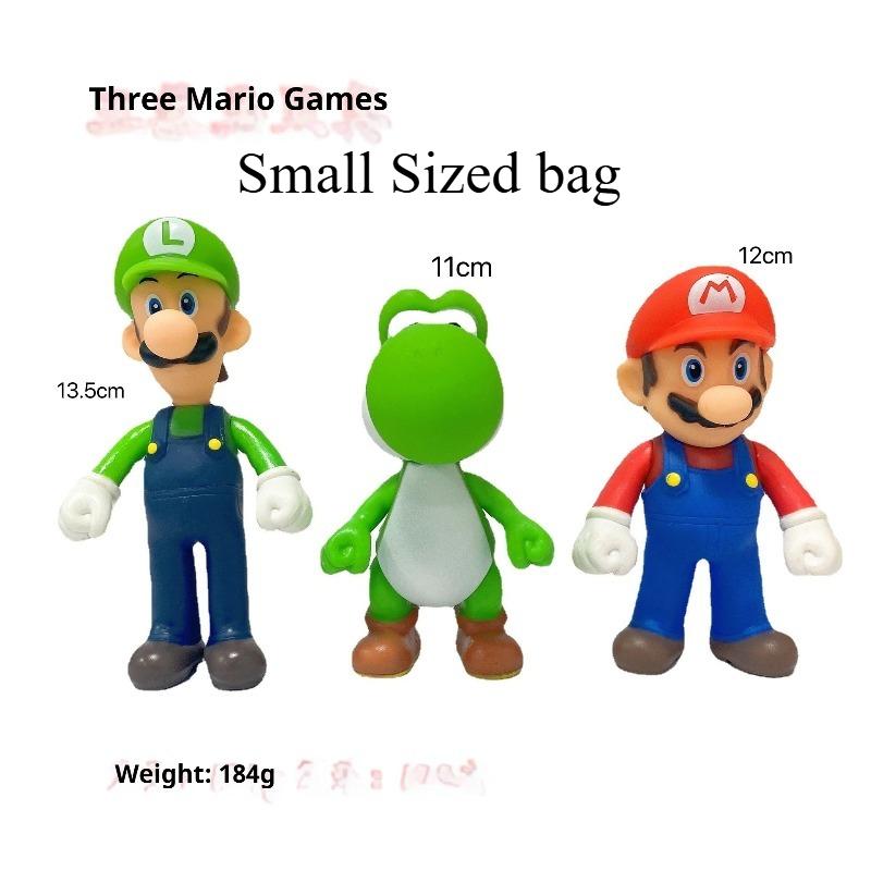 Super Mario Action Figure Set 3pcs Mario Luigi Yoshi Nintendo Game Character PVC Collectible Model Toys Kids Fans Birthday Gift Home Desk Decoration 11cm-13cm