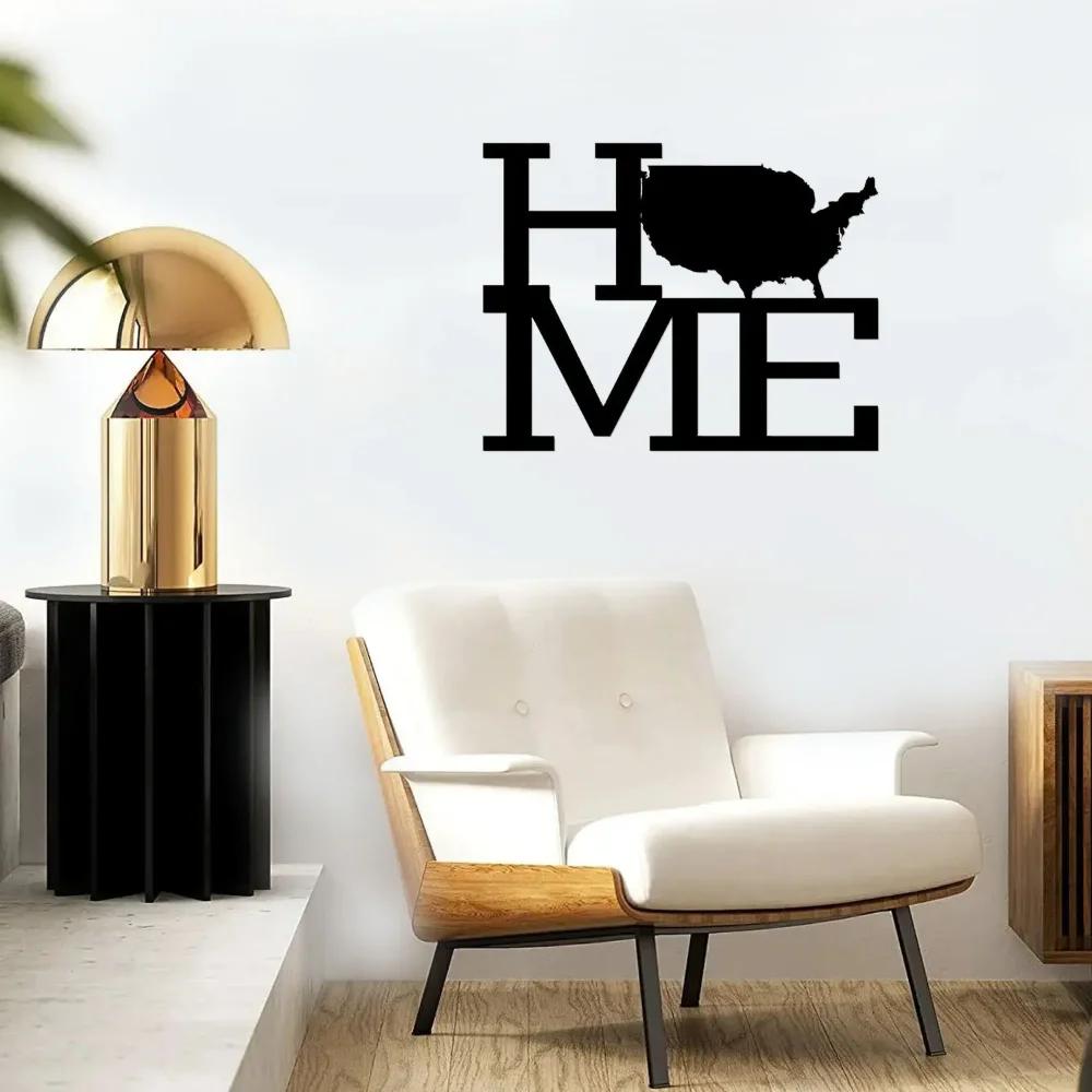 Metal Home Sign USA - Wall Décor with Silhouette of America, Stylish Metal Wall Hanging, and Elegant Wall Hanger for Home