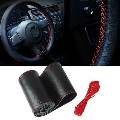 1 Satz Universal Auto Echtleder Lenkradbezug Atmungsaktiv Bequem DIY Handnähen Auto Lenkrad Flechtetui