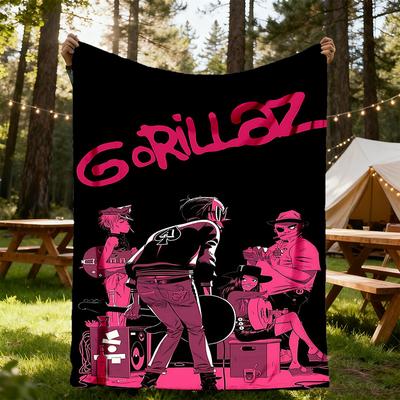 1pc Gorillaz Artwork Outdoor Blanket Lightweight Flannel, All-Season Use for Sofa, Bed, Travel, Camping, Living Room, Office, Couch048