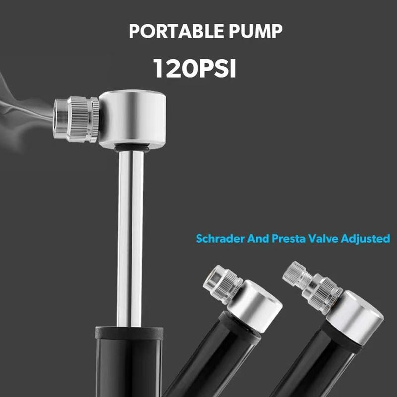Bicycle Pump Portable Mountain MTB Road Bike Hand Air Pump Tire Inflator Schrader Presta Valve Cycling Pump 120PSI Lightweight