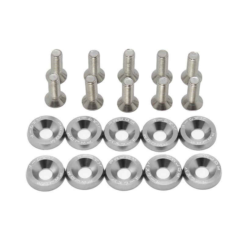 10 PCS M6 Car Modified Fasteners Fender Washer Bumper Engine Concave Screws Fender Washer License Plate Bolts Car Styling Gasket