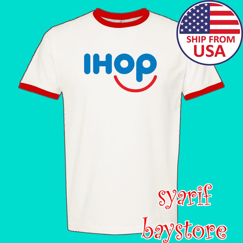 

IHOP International House Of Pancake Men#039;s Ringer Red Size S to 3XL Unisex T-Shirt L
