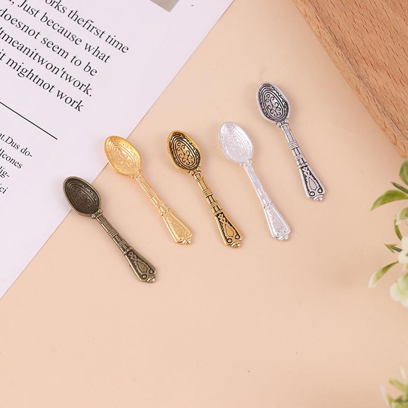 10Pcs/Set Vintage Mini Talheres Colher Casa de Bonecas Miniaturas Talheres Crianças Brinquedo Casa de Bonecas Decoração