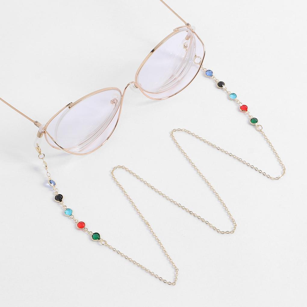 Kolorowy Pasek do Okularów z Kostkami Fashion Łańcuszek Naszyjnik do Okularów (Złoto)