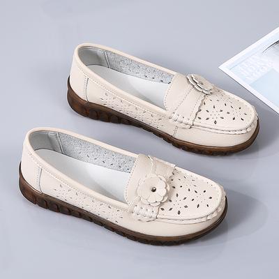 Freizeitschuhe Damen hohle weichsohlige Leder Doudou Schuhe sind bequem, vielseitig, mit Fransen und Pedal Mittleren Alters Mutterschuhe
