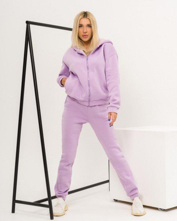 

Однотонний теплий костюм на блискавці ISSA Plus L бузковий