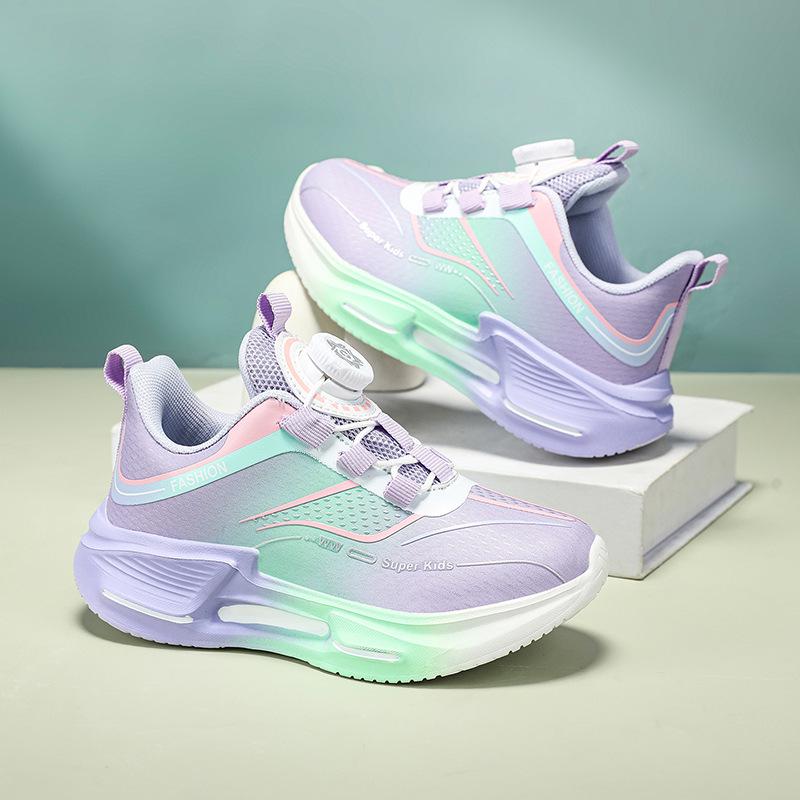 Zapatillas de Running Ligeras con Hebilla Giratoria para Niños - Antideslizantes, Cómodas, Transpirables, Zapatillas Deportivas de Exterior para Niños y Niñas