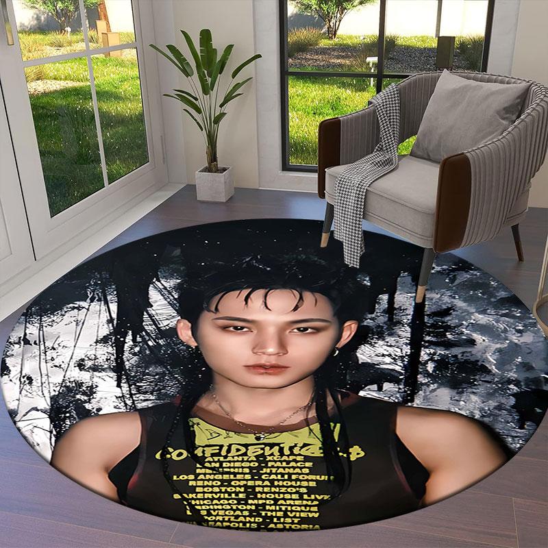 KimMingyu Round Area Rug,Carpet Rug for Living Room Bedroom Sofa Playroom Decor,Non-slip Floor Mat