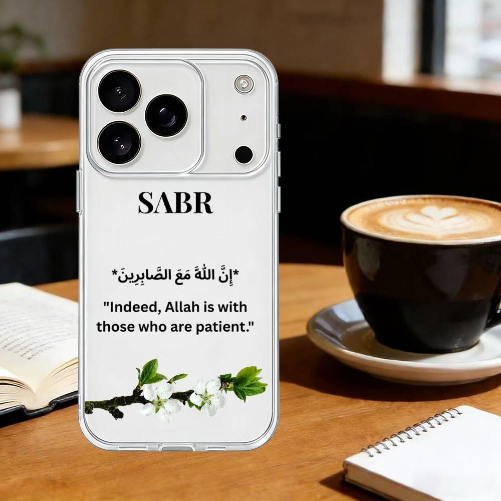 Patience Koran Sabr Islam Phone Case For iPhone 17 16 15 14 13 12 11 Mini Pro Max Plus Transparent Cover