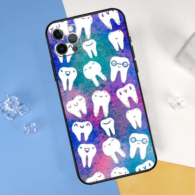 Dentist Dental Dent Tooth Phone Case For iPhone 16 Pro 15 Pro 11 13 14 Pro Max 12 Mini XR 16 15 Plus 16e Cover Shell