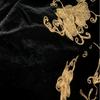 Black Color Velvet Embroidered Fabric Flower Printed Jacquard Fabrics for Cheongsam Dress Clothing 130cm Width