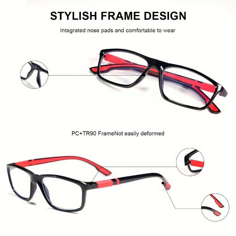 2 Pack Square Reading Glasses Anti Blue Light Polycarbonate Lens for Men & Women Lightweight Sports Style Fashion Readers