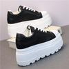 Fashion 8CM Leather Flats Casual Dad Shoes Chunky Sneakers 2025 Women Platform Sports Shoes Ladies Skateboard Hidden Heels Shoes Tennis