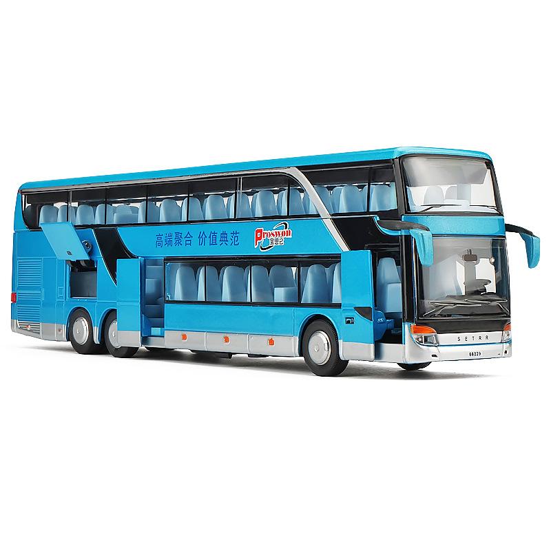 Children Toy Luxury Bus Double Decker Bus Children Toy Model Simulation Bus Alloy Bus Return Sound and Light Toy Car Gift
