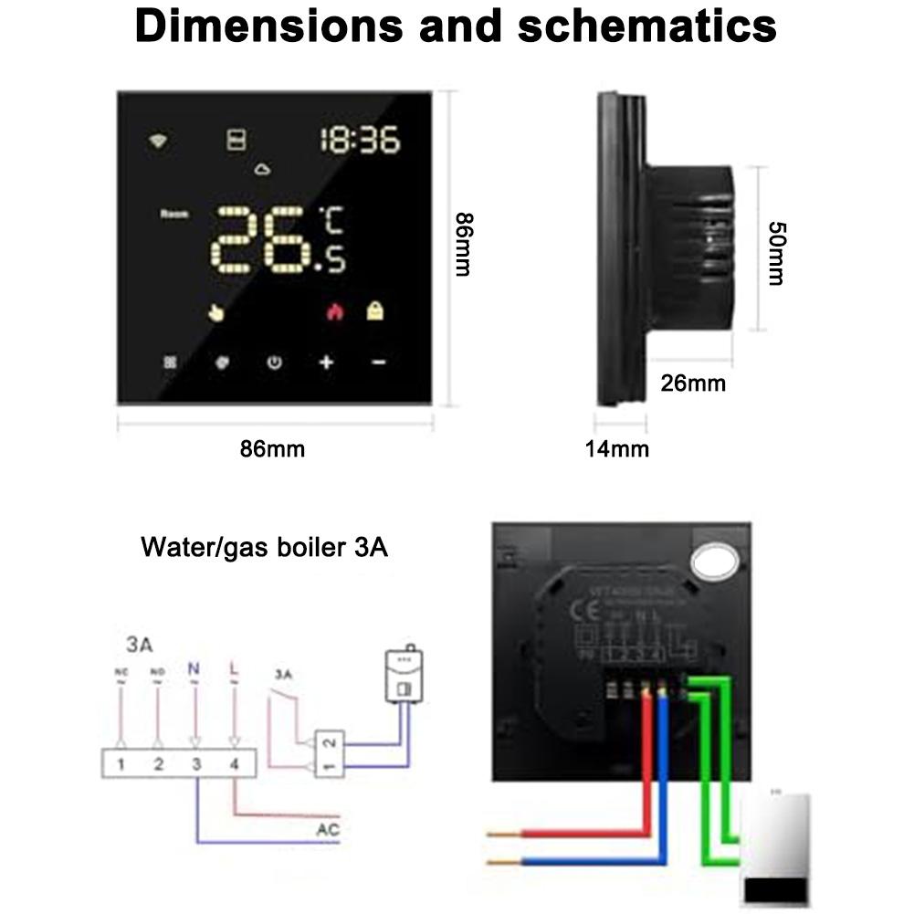 1pc Smart WiFi Thermostat Programmable Intelligent Temperature Control With Touchscreen For Water Floor Heating & Gas Boilers