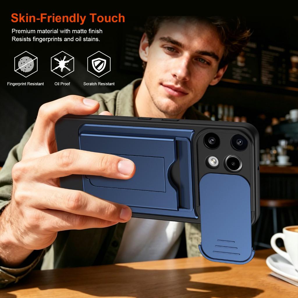 Slide Camera Lens Protector Phone Case W/ Card Slot Holder Invisible Bracket Kickstand For Nothing Phone (4a) Pro (3a) Lite